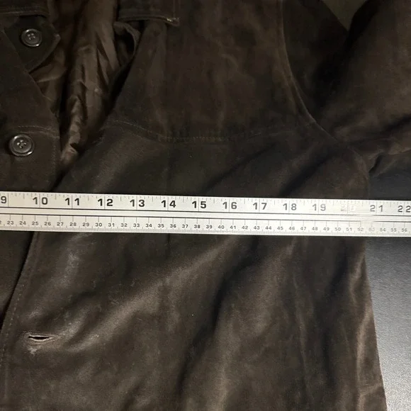 Old Navy Mens S Genuine Leather Suede Jacket Dark Brown Button Front Trucker